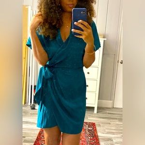 100% silk mini wrap dress